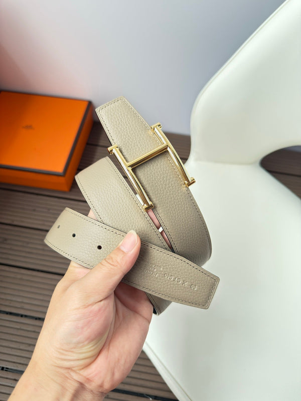 H JUMPING BELT 38MM GOLD BUCKLE & REVERSIBLE NUDE AND BLACK LEATHER