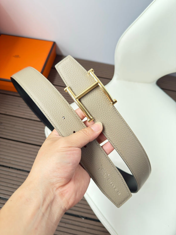 H JUMPING BELT 38MM GOLD BUCKLE & REVERSIBLE NUDE AND BLACK LEATHER