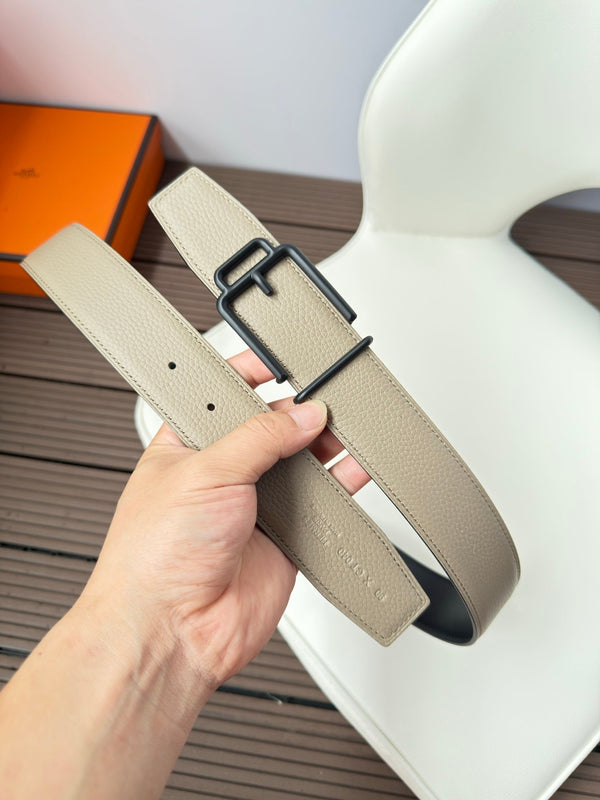 H VOLTE-FACE BELT 38MM BLACK BUCKLE & REVERSIBLE NUDE AND BLACK LEATHER