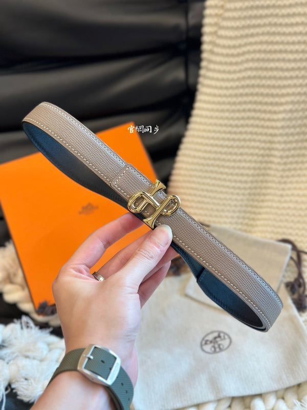 CINTURA BAROCCA H COR 24MM FIBBIA ORO E PELLE REVERSIBILE BEIGE E NERA