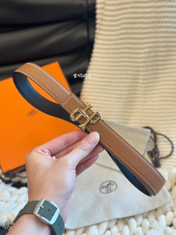 CINTURA BAROCCA H COR 24MM FIBBIA ORO E PELLE REVERSIBILE MARRONE E NERA