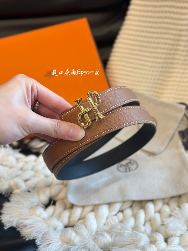 CINTURA BAROCCA H COR 24MM FIBBIA ORO E PELLE REVERSIBILE MARRONE E NERA