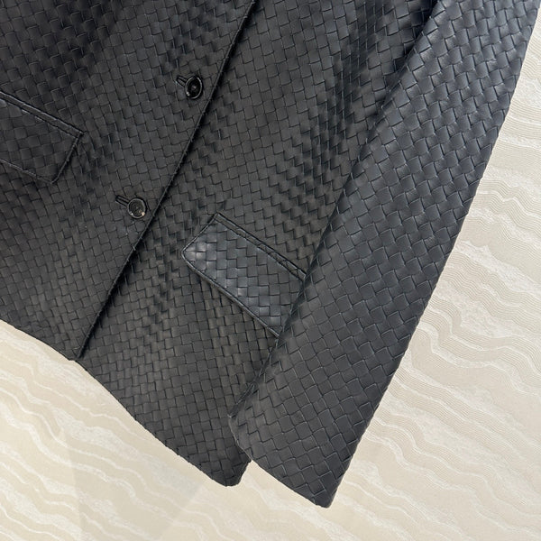 Giacca BV in pelle di agnello marrone scuro