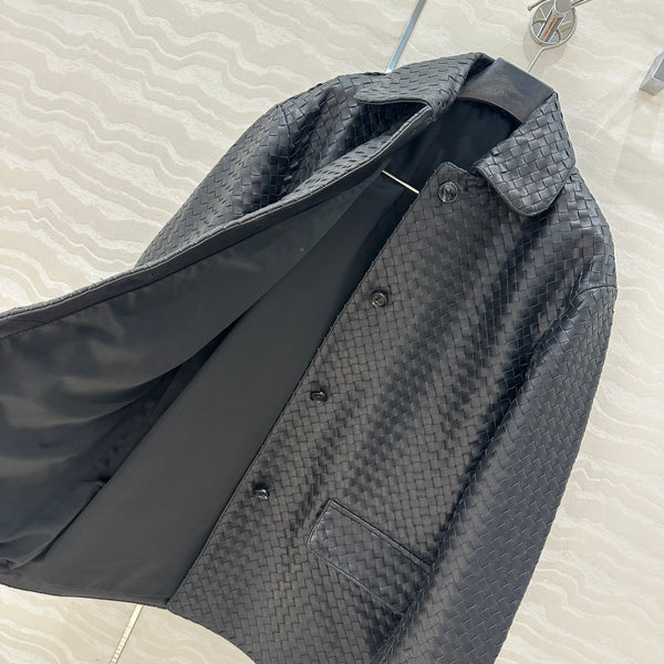 Giacca BV in pelle di agnello marrone scuro