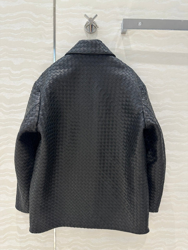 Giacca BV in pelle di agnello marrone scuro