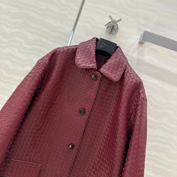 Giacca BV in pelle di agnello bordeaux