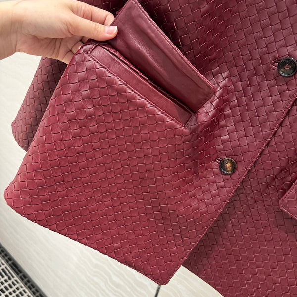 Giacca BV in pelle di agnello bordeaux