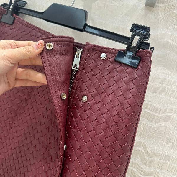 Gonna BV in pelle di agnello bordeaux