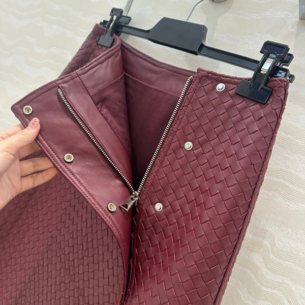 Gonna BV in pelle di agnello bordeaux