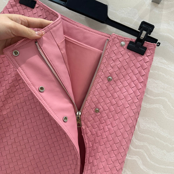 Gonna BV in pelle di agnello rosa