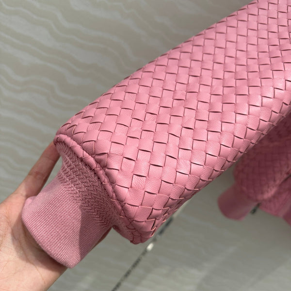 Giacca da baseball BV con doppia cerniera in pelle di agnello rosa