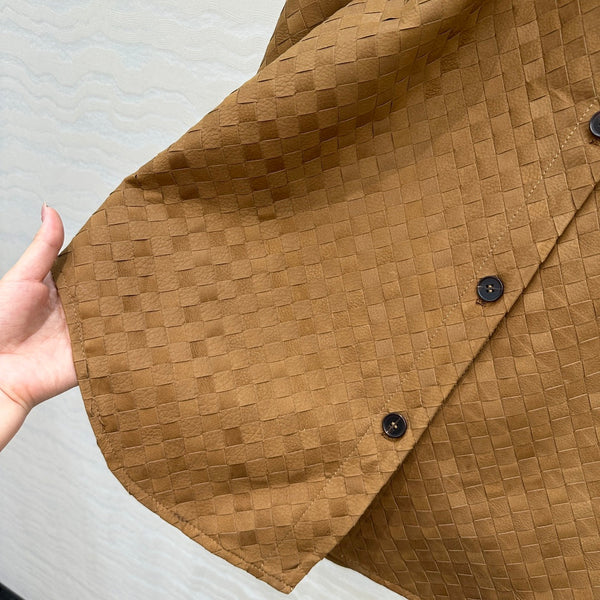 Giacca-camicia BV in pelle scamosciata marrone