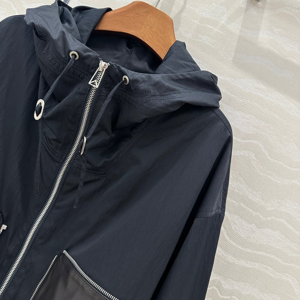 Giacca BV Silhouette in pelle di agnello con tasche in nylon riciclato nero