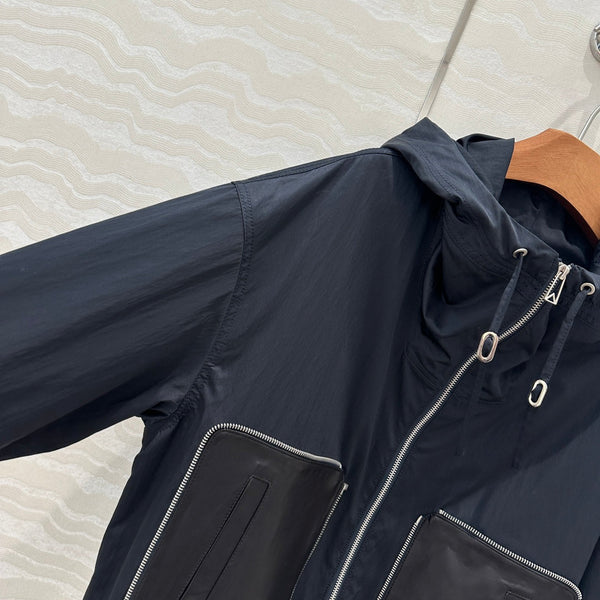 Giacca BV Silhouette in pelle di agnello con tasche in nylon riciclato nero