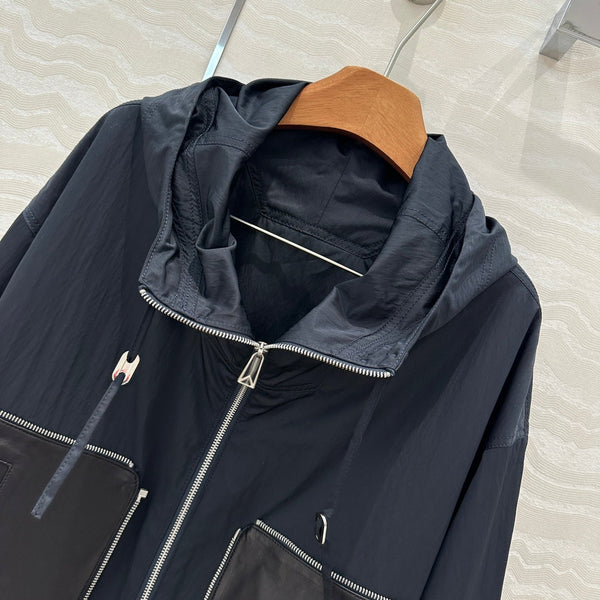 Giacca BV Silhouette in pelle di agnello con tasche in nylon riciclato nero