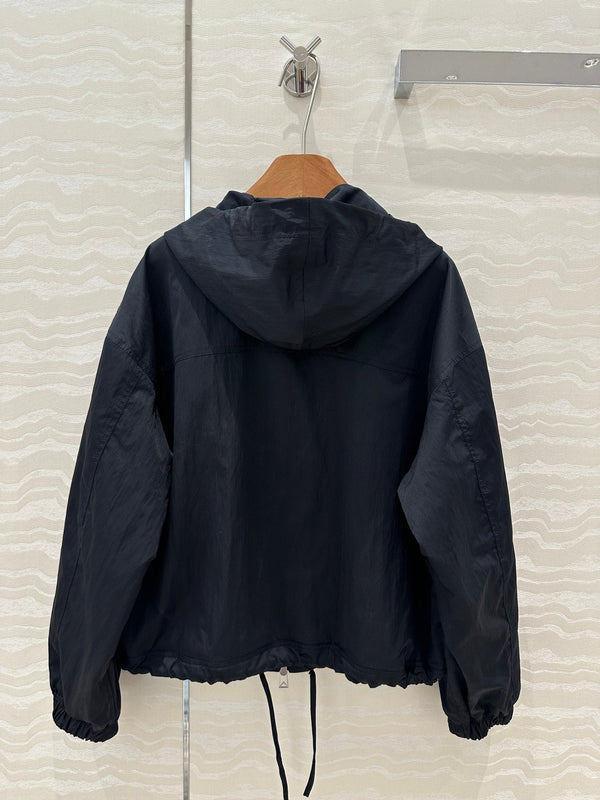 Giacca BV Silhouette in pelle di agnello con tasche in nylon riciclato nero