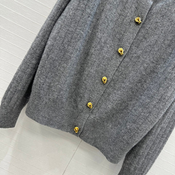 Cardigan con scollo rotondo BV in cashmere grigio