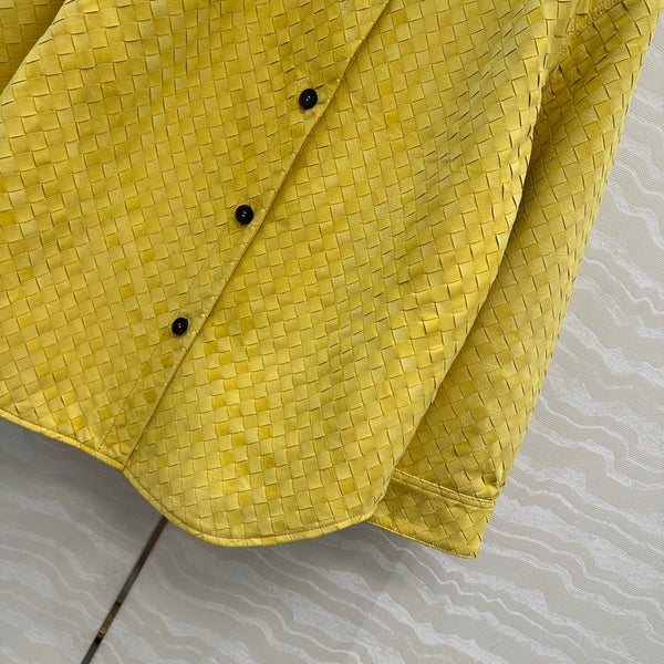 Giacca-camicia BV 25S in pelle scamosciata di vacchetta gialla