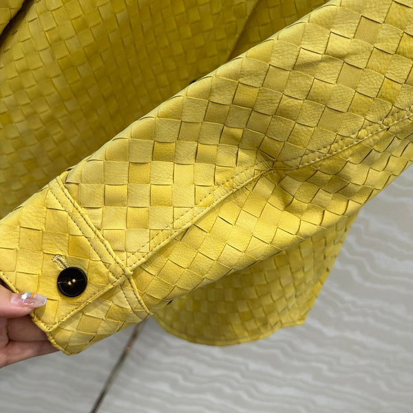 Giacca-camicia BV 25S in pelle scamosciata di vacchetta gialla