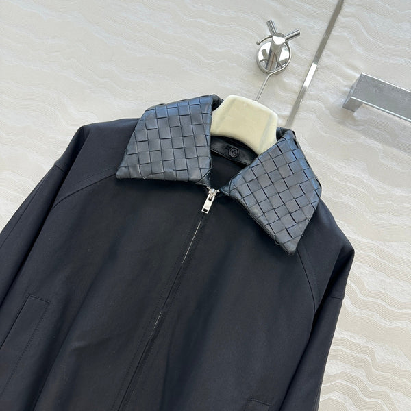 Giacca BV 25S in pelle di pecora con collo in cotone nero