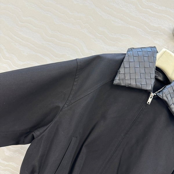 Giacca BV 25S in pelle di pecora con collo in cotone nero