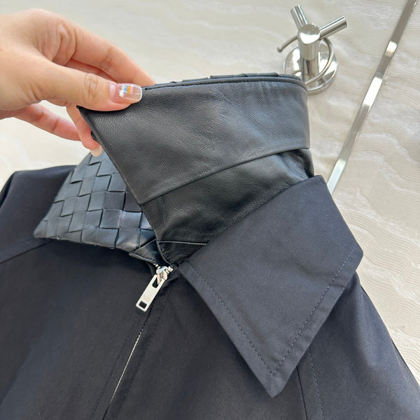 Giacca BV 25S in pelle di pecora con collo in cotone nero