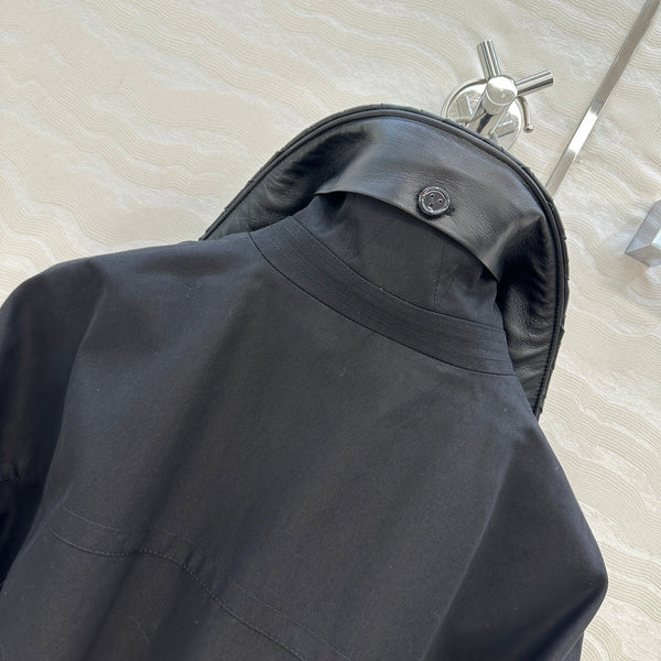 Giacca BV 25S in pelle di pecora con collo in cotone nero