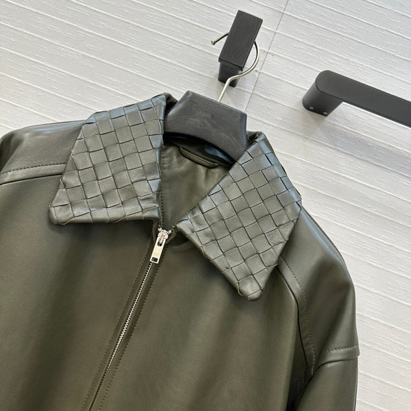 Giacca BV 25S in pelle di agnello verde oliva