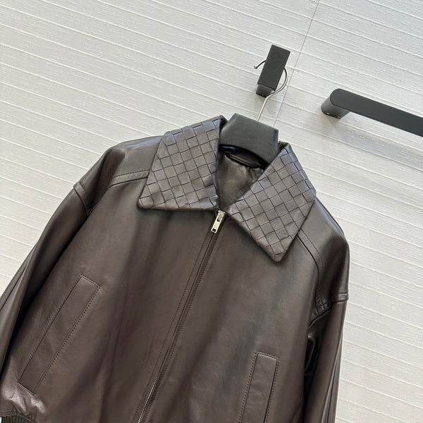 Giacca BV 25S in pelle di agnello color cioccolato