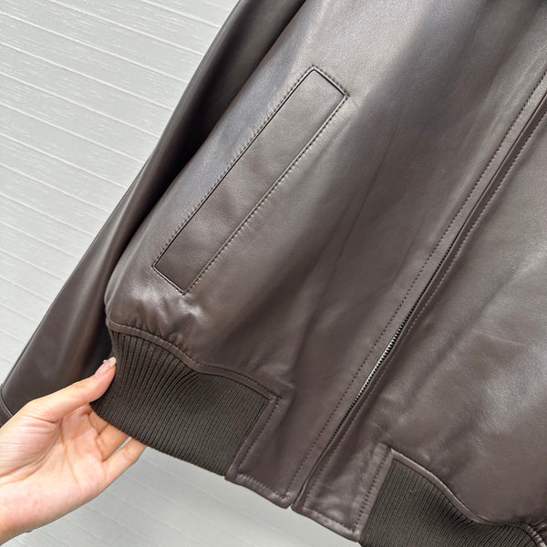 Giacca BV 25S in pelle di agnello color cioccolato