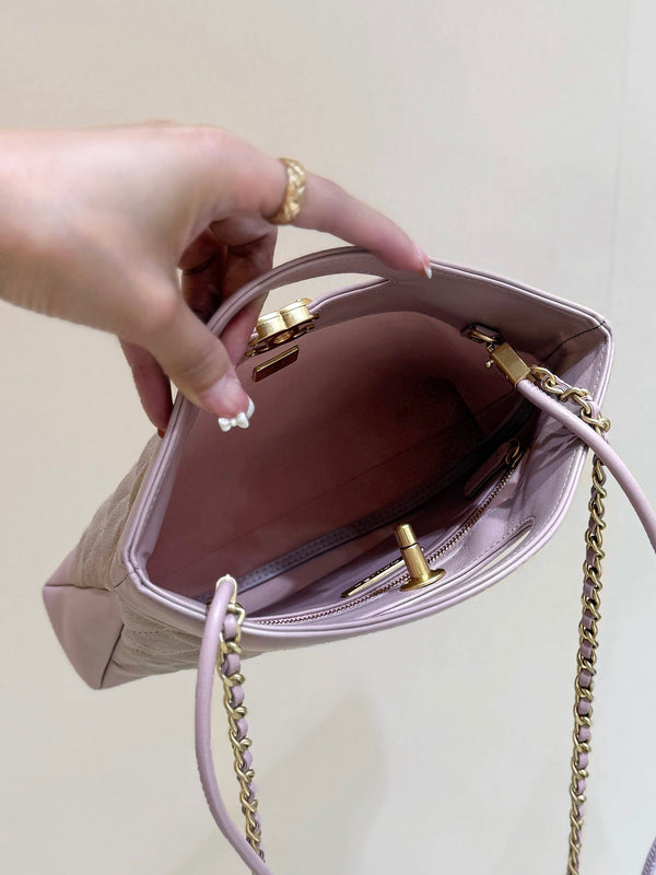 Borsa CC 25P Mini 31 in pelle di agnello rosa e pelle scamosciata