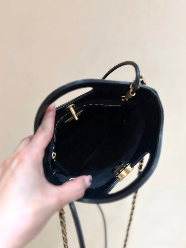 Borsa CC 25P Mini 31 in pelle di agnello e pelle scamosciata nera