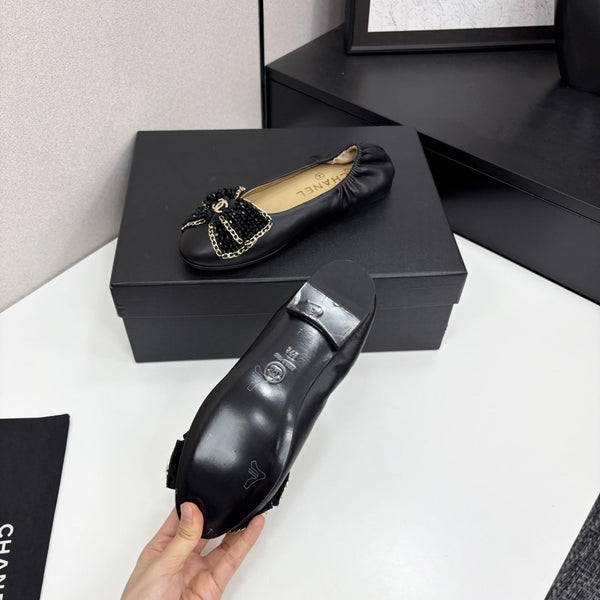 CC 25s Coco Beach Ballet Flats Black Sheepskin 331785