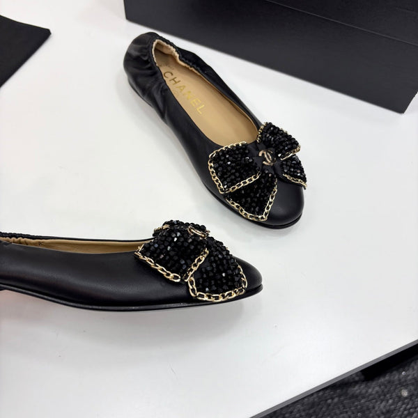 CC 25s Coco Beach Ballet Flats Black Sheepskin 331785