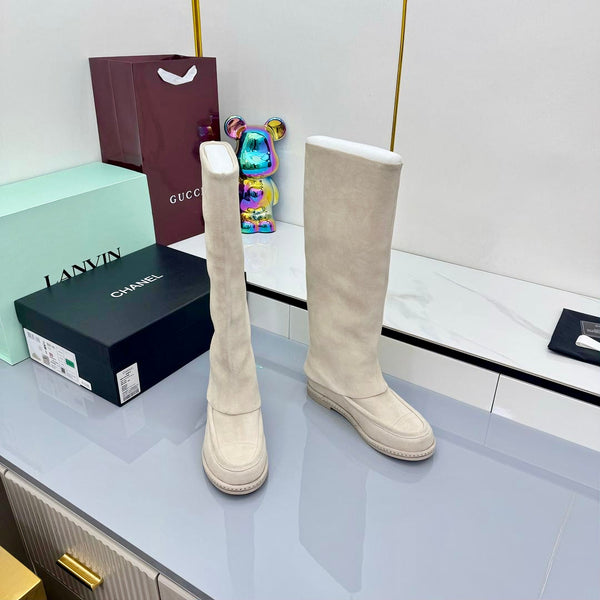 CC 25 High Knee Boots Off White Suede 369899