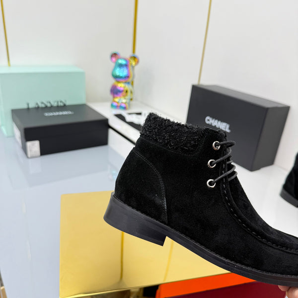 CC 25 Ankle Boots Black Suede Cowhide and Tweed 454710