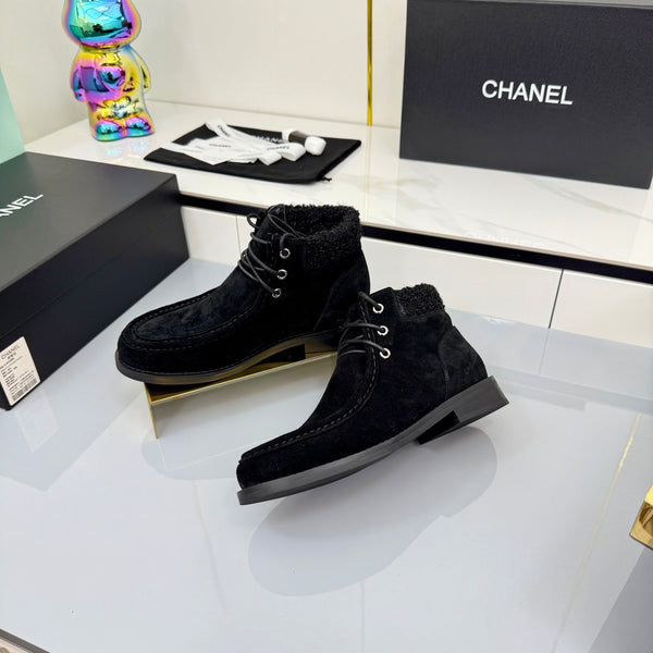 CC 25 Ankle Boots Black Suede Cowhide and Tweed 454710