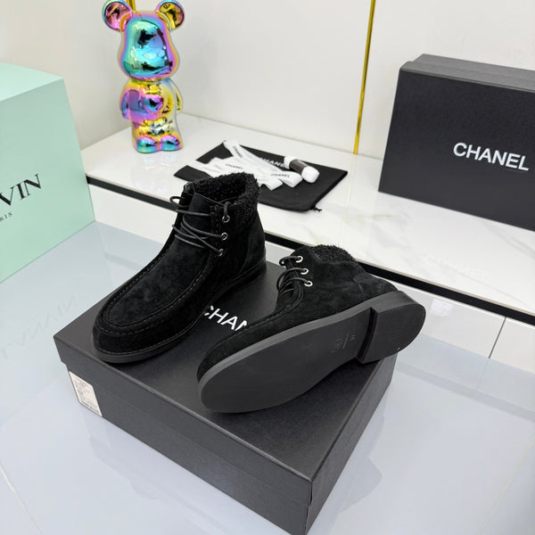 CC 25 Ankle Boots Black Suede Cowhide and Tweed 454710