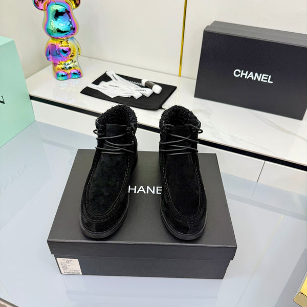 CC 25 Ankle Boots Black Suede Cowhide and Tweed 454710