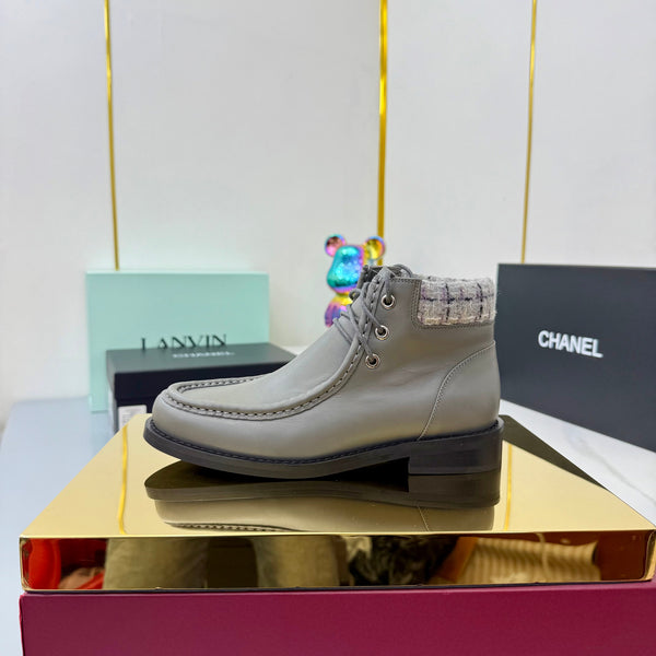 Stivaletti CC 25 in vacchetta grigia e tweed 454713