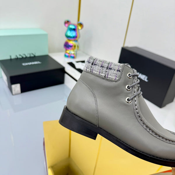 Stivaletti CC 25 in vacchetta grigia e tweed 454713