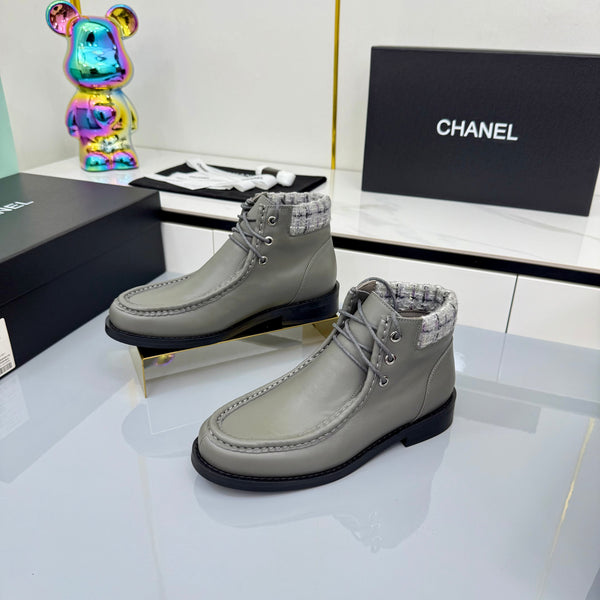 Stivaletti CC 25 in vacchetta grigia e tweed 454713