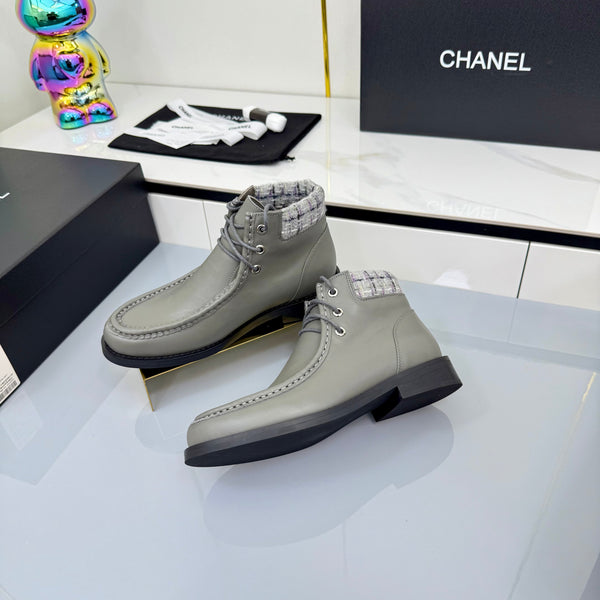 Stivaletti CC 25 in vacchetta grigia e tweed 454713