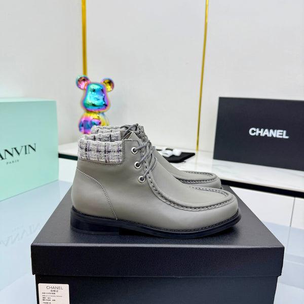 Stivaletti CC 25 in vacchetta grigia e tweed 454713