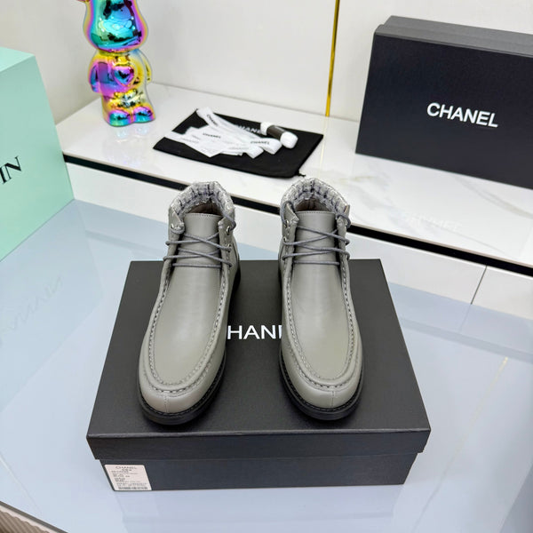 Stivaletti CC 25 in vacchetta grigia e tweed 454713