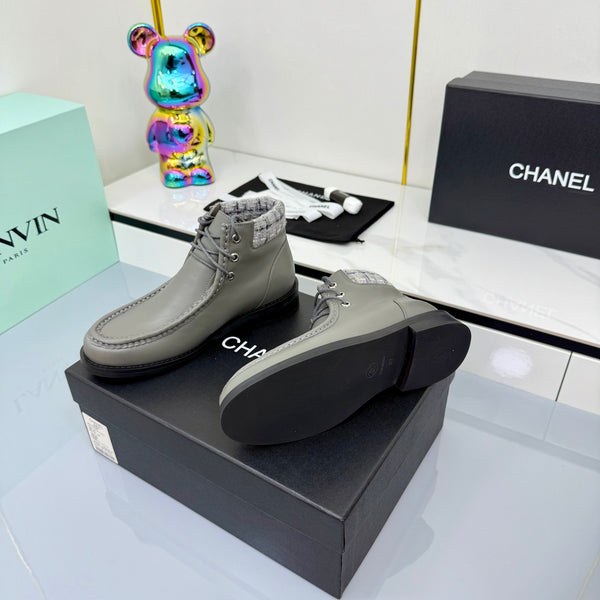 Stivaletti CC 25 in vacchetta grigia e tweed 454713