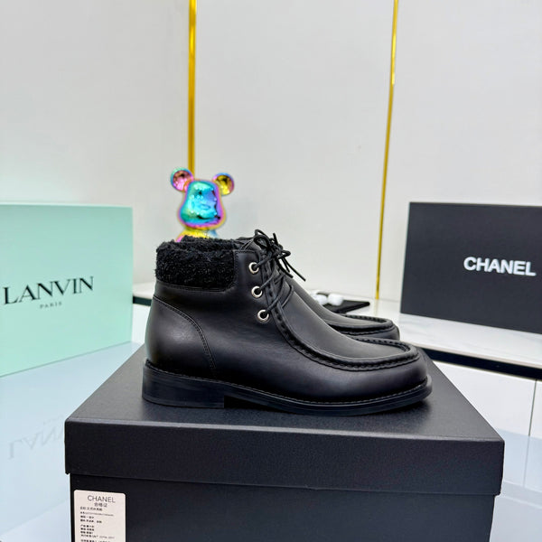 CC 25 Ankle Boots Black Cowhide and Tweed 454711