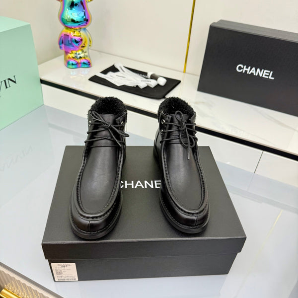 CC 25 Ankle Boots Black Cowhide and Tweed 454711