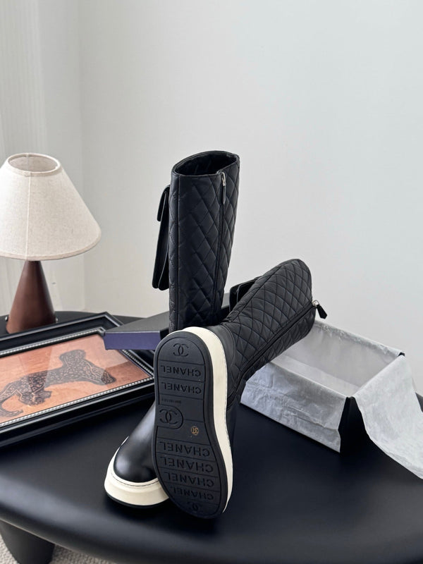 CC 25K Backpack Bucklet High Boots Black Sheepskin 458708