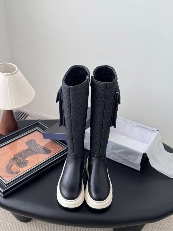 CC 25K Backpack Bucklet High Boots Black Sheepskin 458709